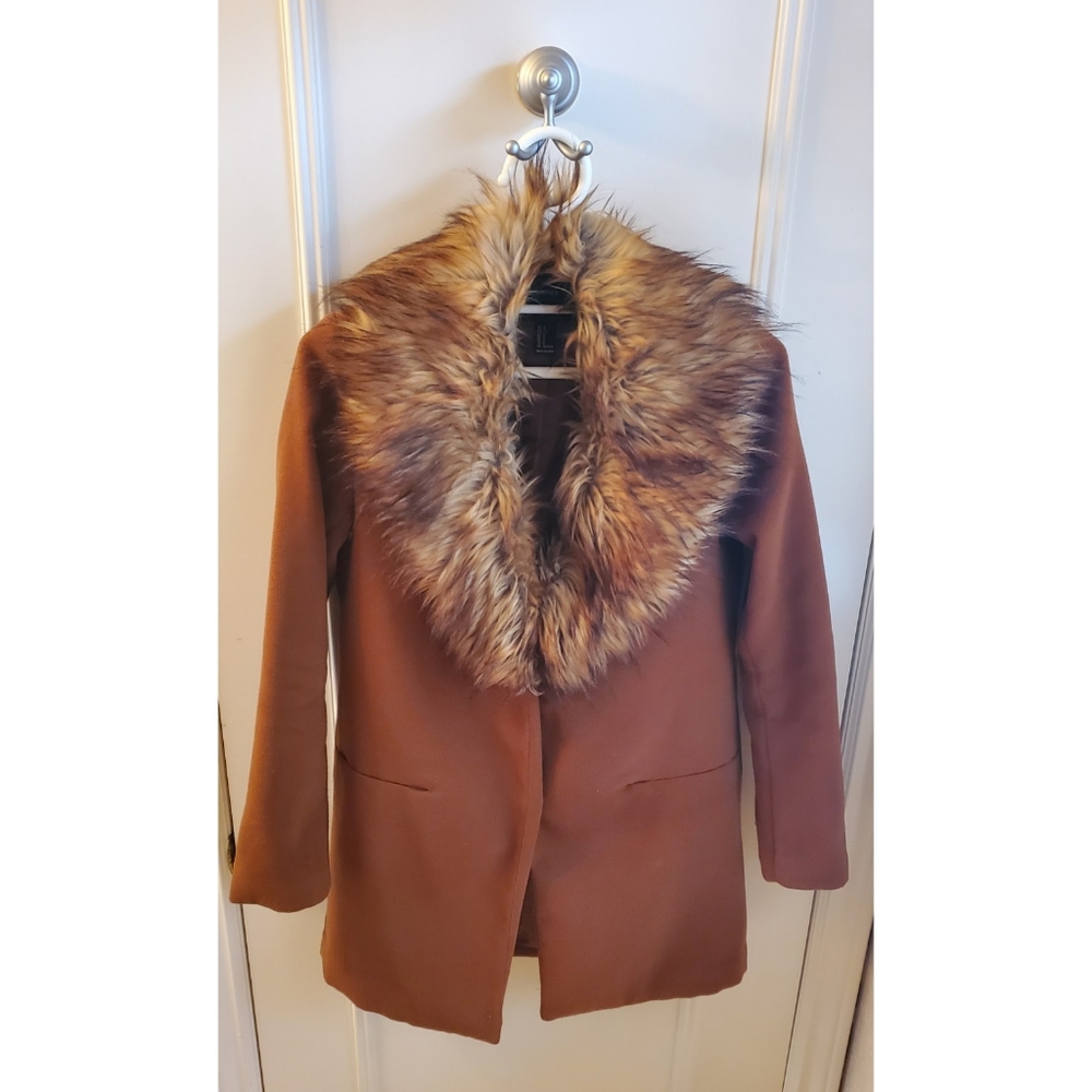 Forever 21 Brown Coat with Faux Fur